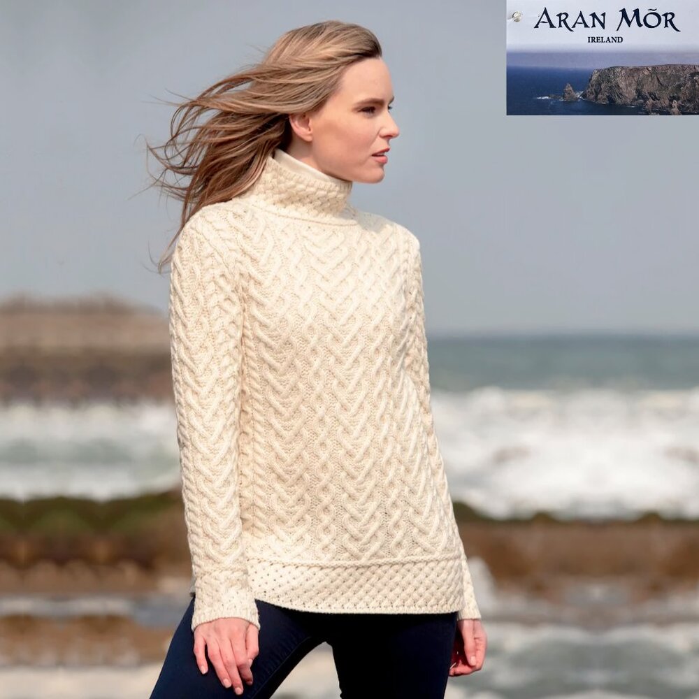 NEW Aran Mor 100% Irish Marino Wool Sweater, Size XL